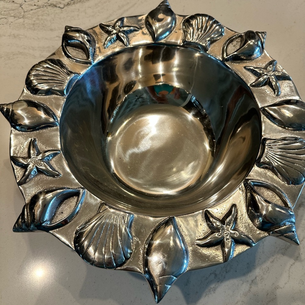 Pewter Decorative Bowl with Shell Design